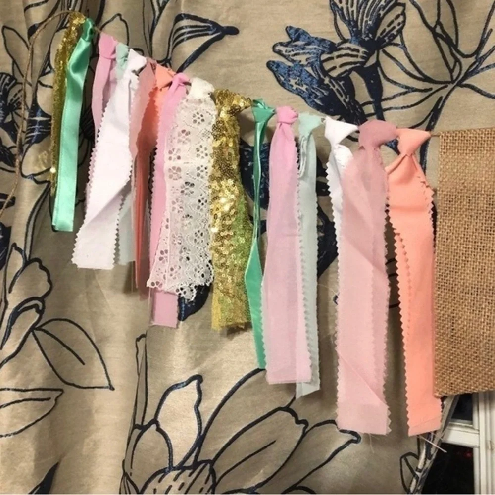 1 year‎ old banner burlap 5 foot ribbons